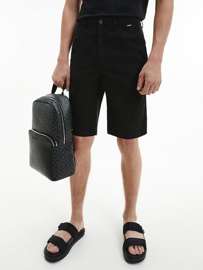 Calvin Klein Ruhák HU419320 | Calvin Klein Cotton Linen Férfi Rövidnadrág Fekete